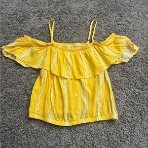 No Boundaries Yellow Striped Off-Shoulder Blouse